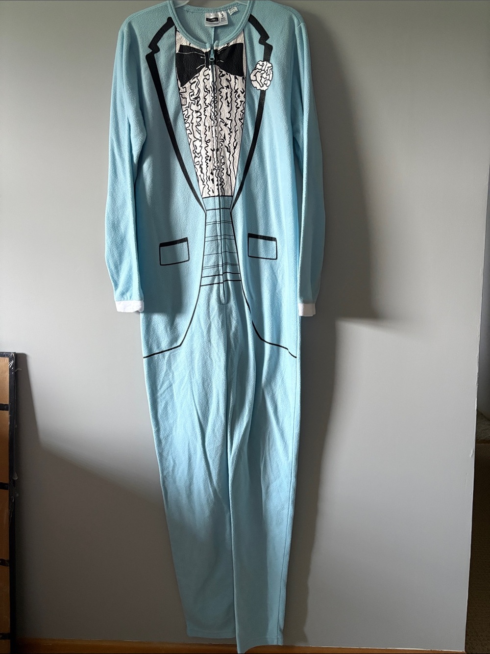 Bioworld Light Blue Tuxedo Print Onesie with Black Accents